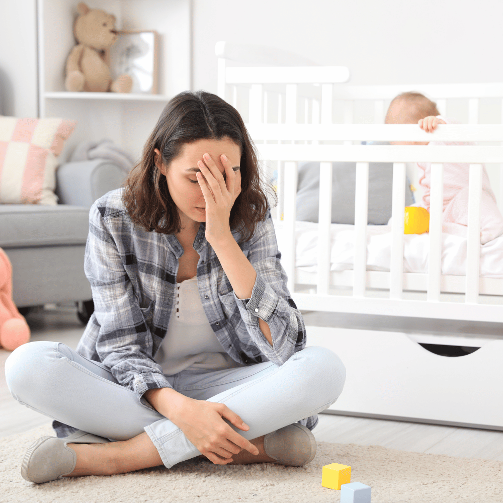 mom sitting on floor